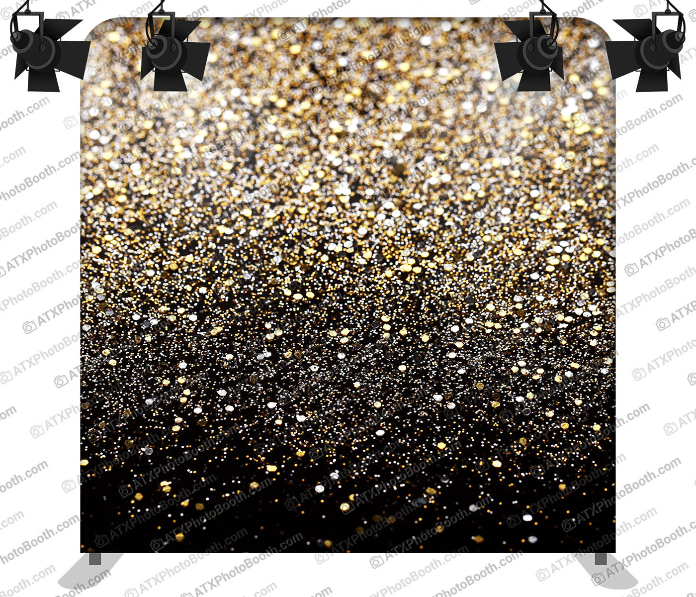 Photo booth backdrop - Black and Gold Glitter