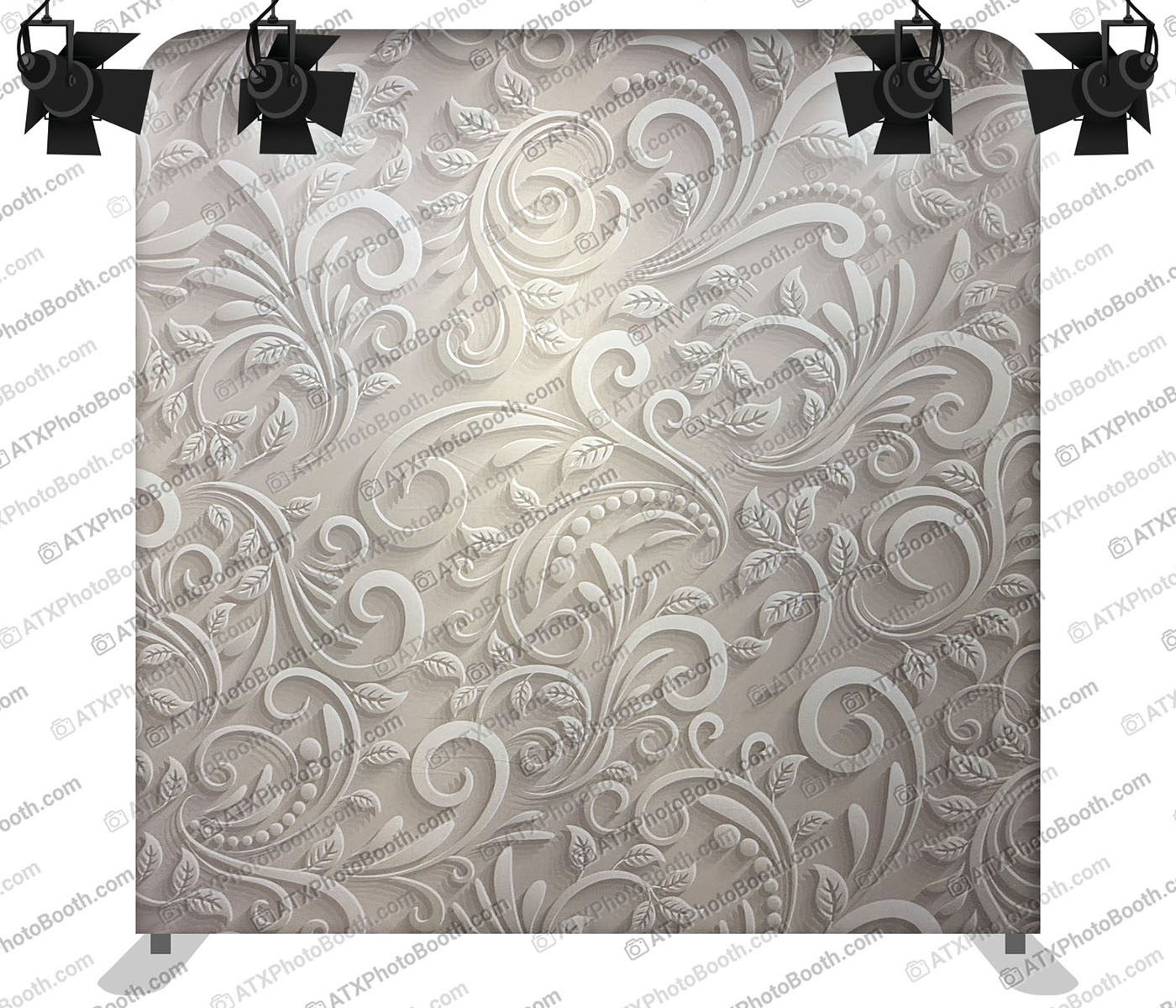 Photo booth backdrop - Ivory Baroque Swirls